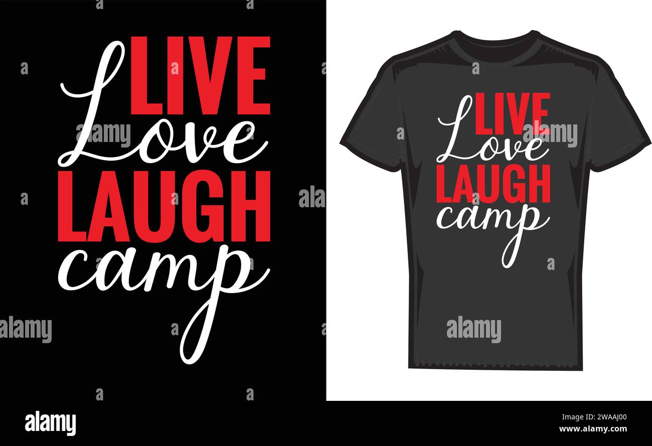 Live Love Laugh Camp, motifs uniques de T-shirts Illustration de Vecteur