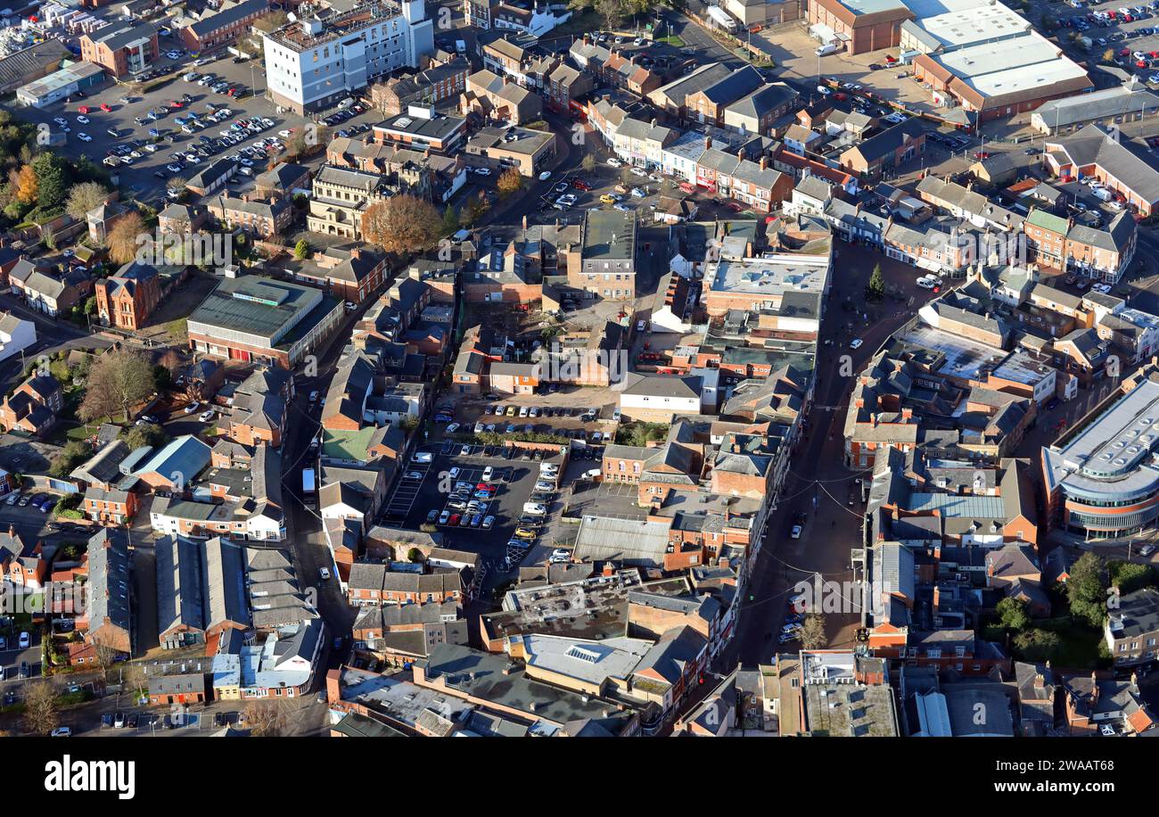 Vue aérienne du centre-ville de Spalding, Lincolnshire Banque D'Images