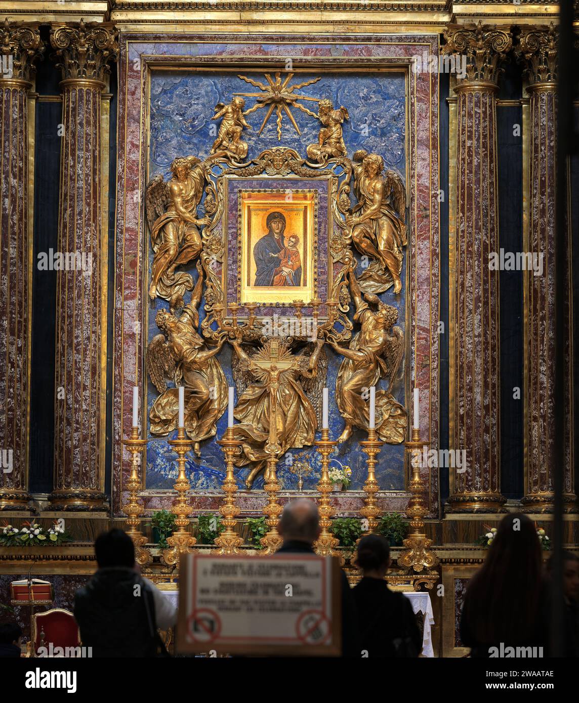 Icône de Marie et Jésus dans une chapelle latérale de la basilique papale de Santa Maria Maggiore (Sainte Marie majeure) dédiée à la vierge Marie mère de Jésus Banque D'Images