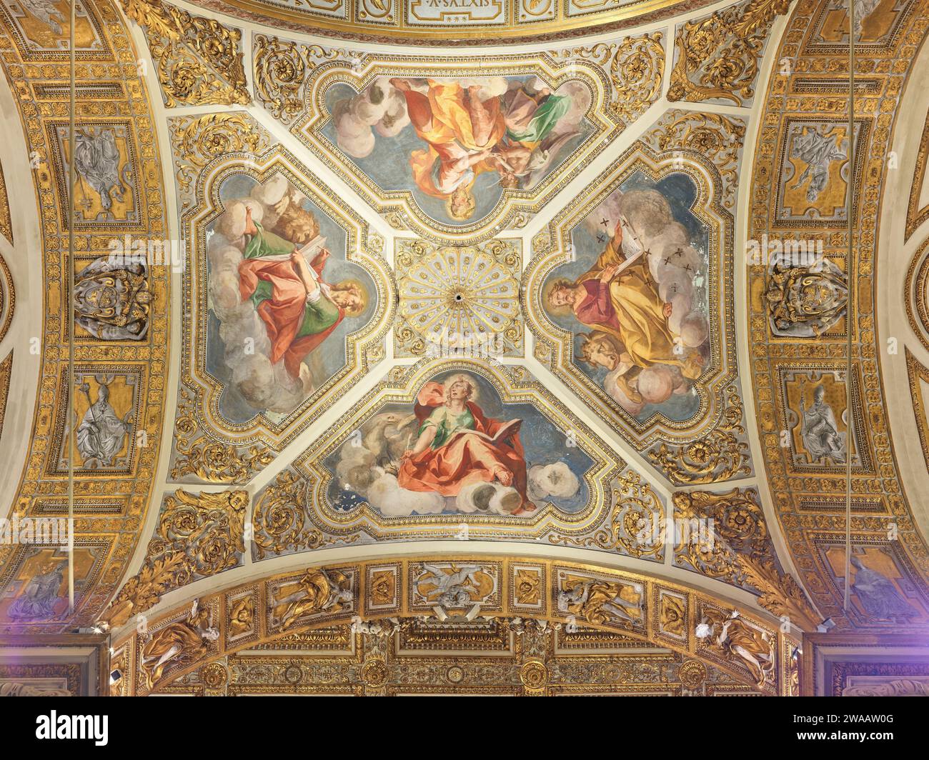 Plafond de la basilique papale de Santa Maria Maggiore (Sainte Marie majeure) dédié à la vierge Marie mère de Jésus, Rome, Italie. Banque D'Images