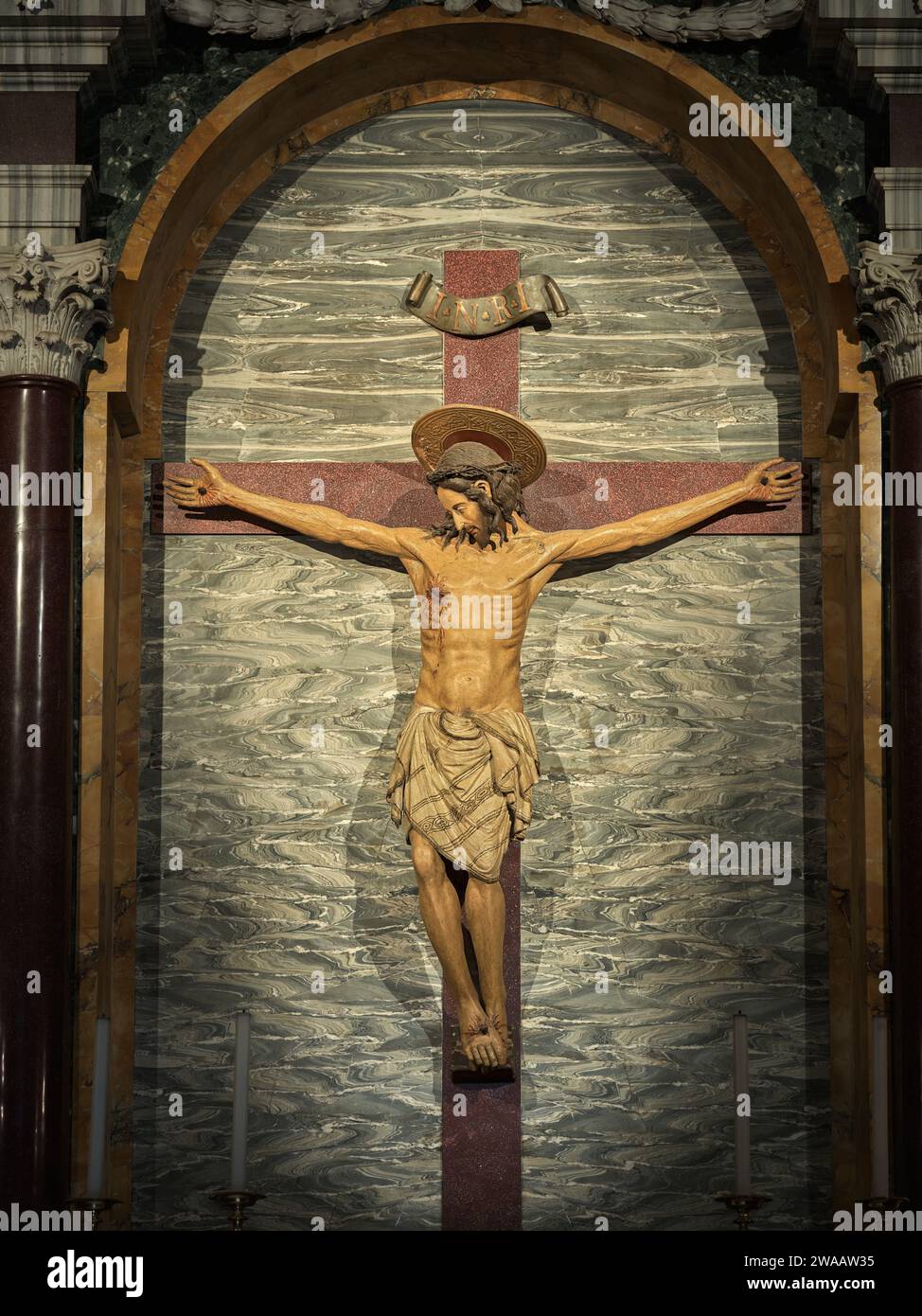 Crucifix dans la basilique papale de Santa Maria Maggiore (Sainte Marie majeure) dédié à la vierge Marie mère de Jésus, Rome, Italie. Banque D'Images