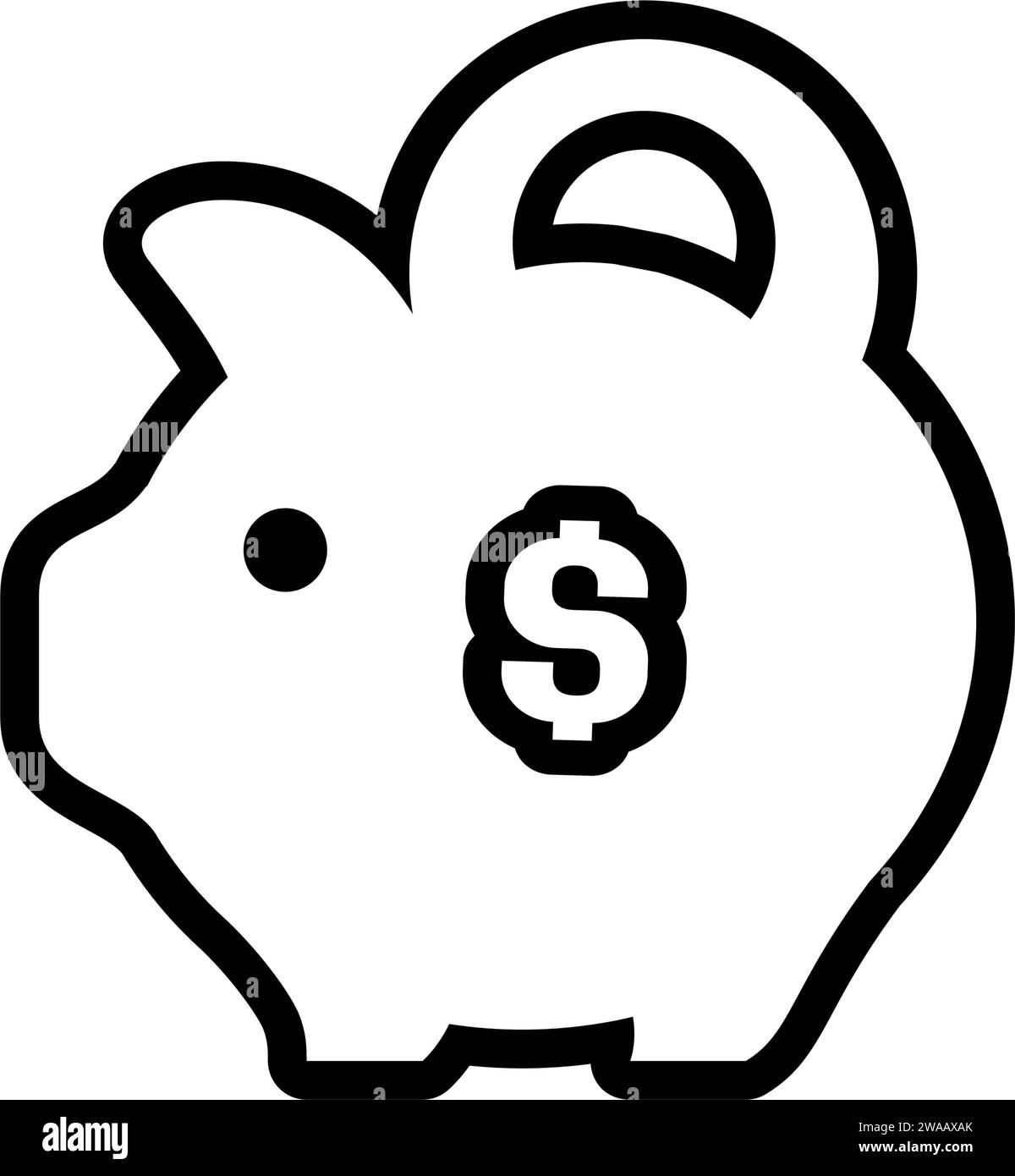 icône de tirelire avec symbole dollar de pièce, fait dans le style linéaire. Illustration de Vecteur