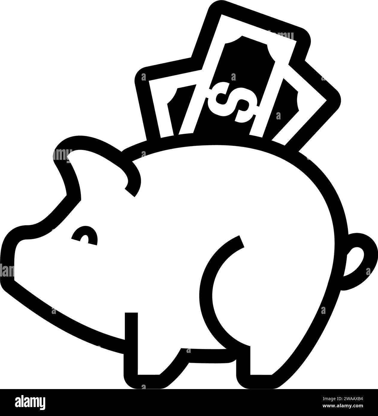 icône de tirelire avec symbole de billet de banque, fait dans le style de contour. Illustration de Vecteur