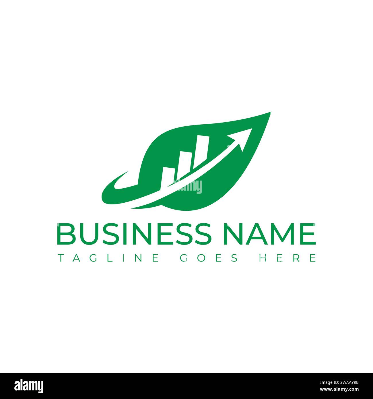 Finance graphique avec image vectorielle de logo de feuille. ECO Green Leaf Investment Business vecteur de logo de graphique à barres financier. Feuille de modèle de logo financier d'entreprise Illustration de Vecteur