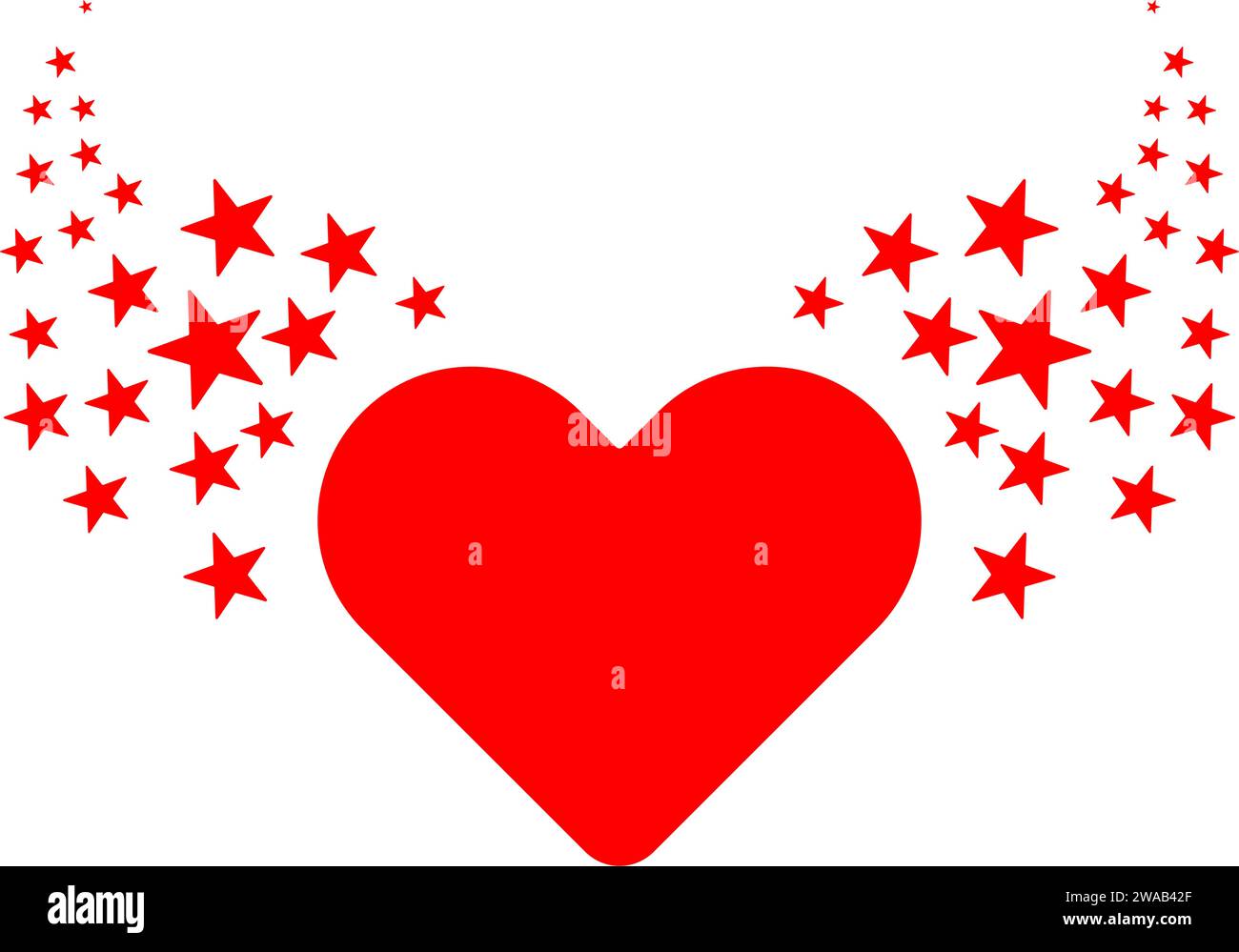 Coeur rouge avec symbole d'icône d'étoiles. Illustration vectorielle plate Illustration de Vecteur