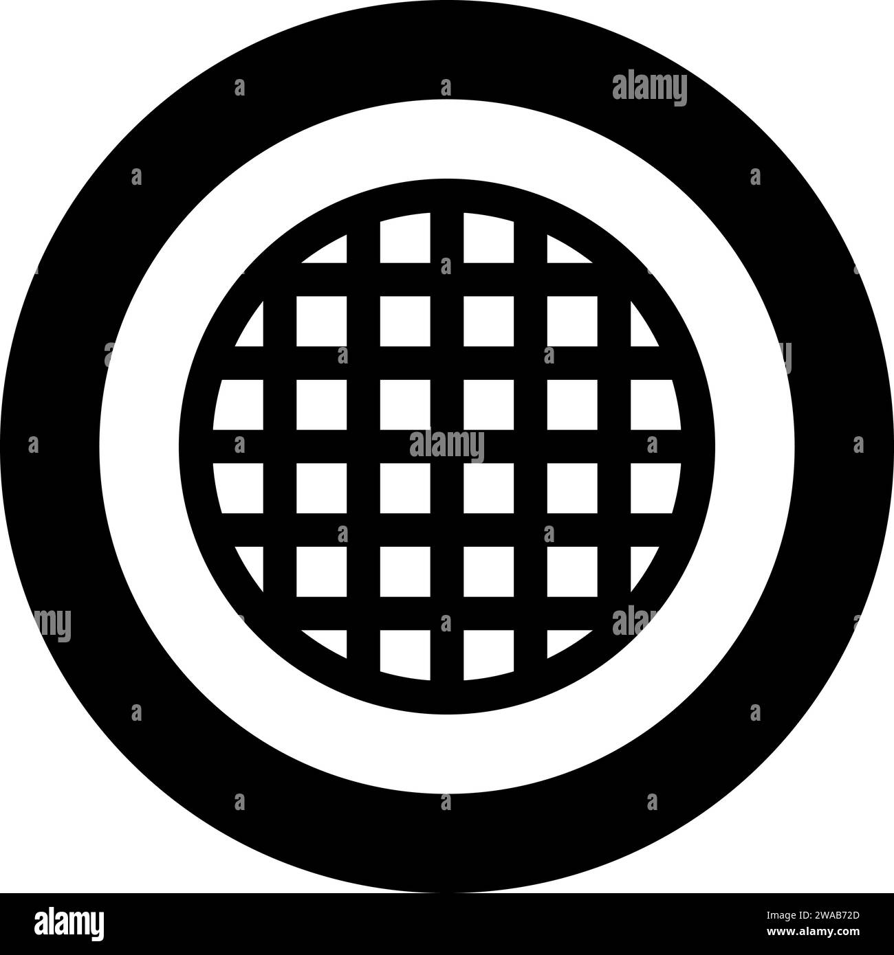 Grille de grille treillis treillis treillis treillis grillage grill grill grill surface de cuisson icône de forme ronde dans le cercle rond couleur noire illustration vectorielle image solide Illustration de Vecteur