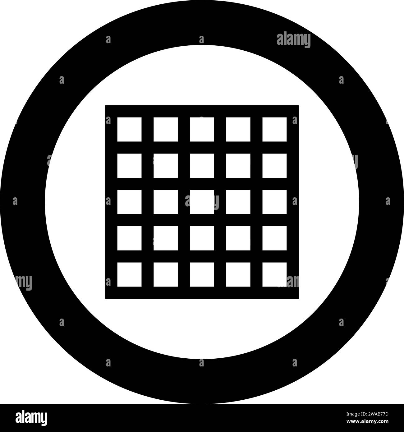 Grille de grille treillis treillis treillis treillis grillage grill grill grill surface de cuisson icône de forme carrée dans le cercle rond couleur noire illustration vectorielle image solide Illustration de Vecteur
