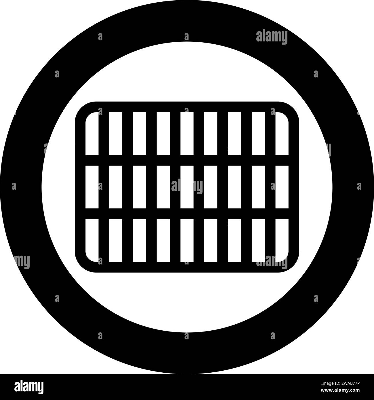 Grille de grille treillis treillis treillis treillis grillage grill grill grill surface de cuisson rectangle forme icône de rondeur dans le cercle rond illustration vectorielle de couleur noire Illustration de Vecteur