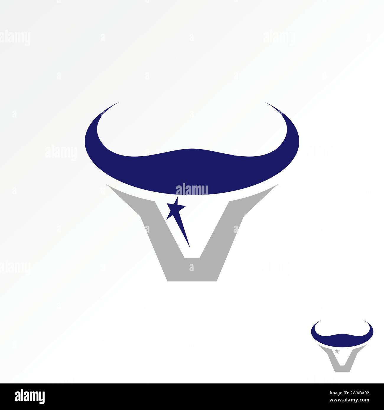 Logo design graphique concept vecteur créatif stock unique lettre initiale V police Swoosh corne tête oeil étoile. Lié au monogramme typographie du sport animal Illustration de Vecteur