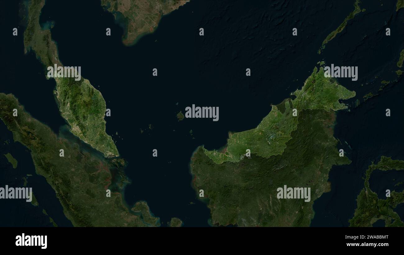 La Malaisie a souligné sur une carte satellite à basse résolution Banque D'Images