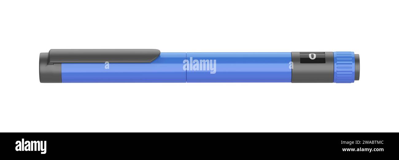 Stylo à insuline isolé sur fond blanc Banque D'Images