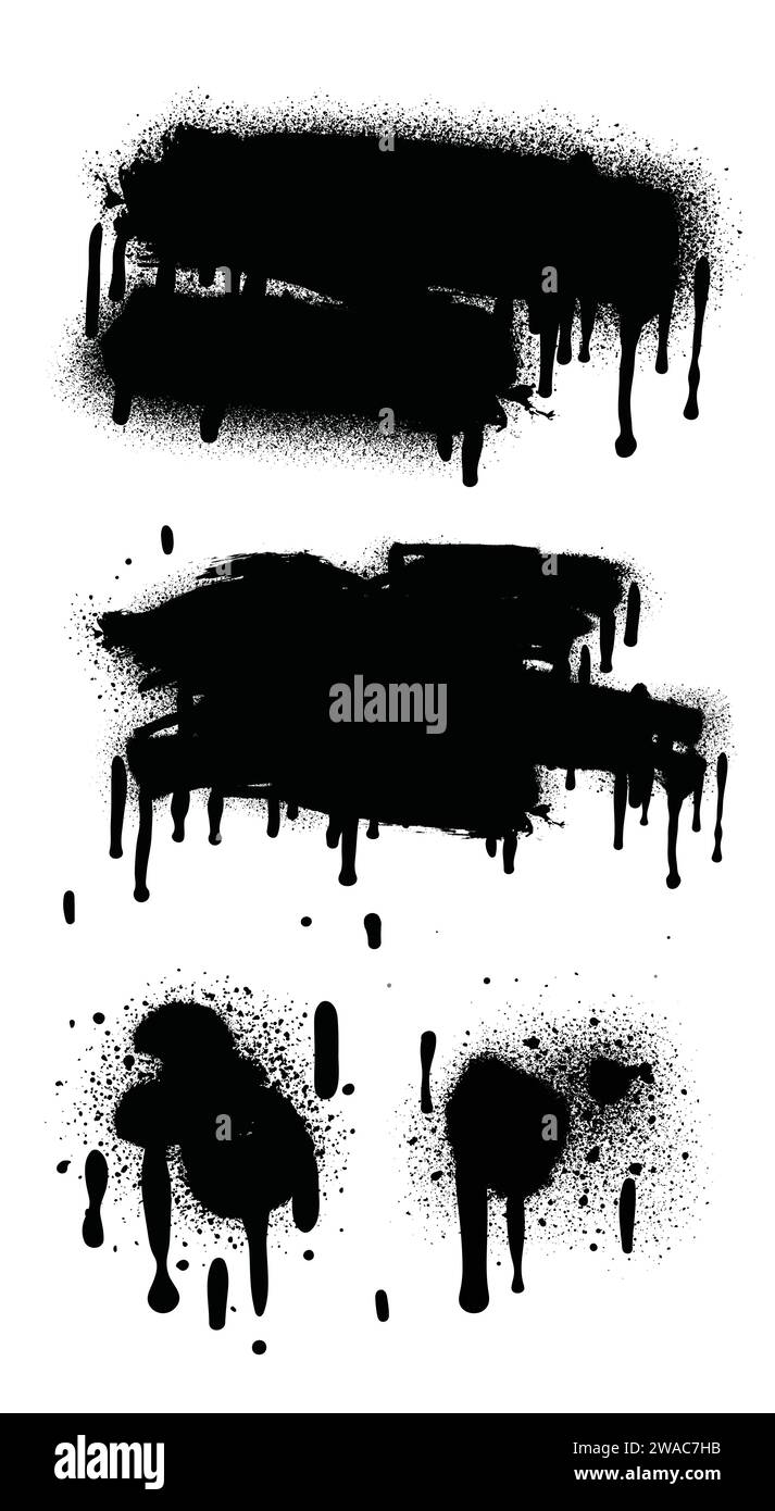Peinture en aérosol éléments vectoriels abstraits isolés sur fond blanc. Jeu de canalisations et de gouttes. Style urbain. Illustration de Vecteur