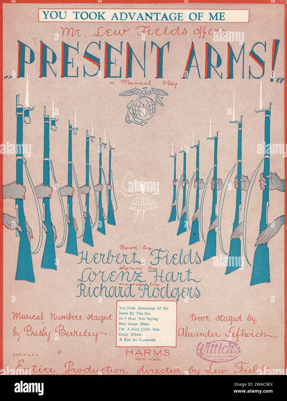 'Present Arms' 1928 Rodgers and Hart musical partition Cover Banque D'Images