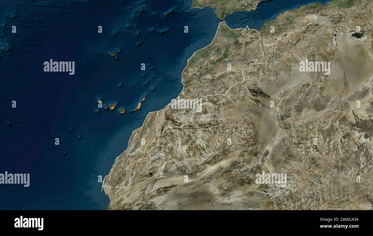 Le Maroc a décrit une carte satellitaire à haute résolution Banque D'Images