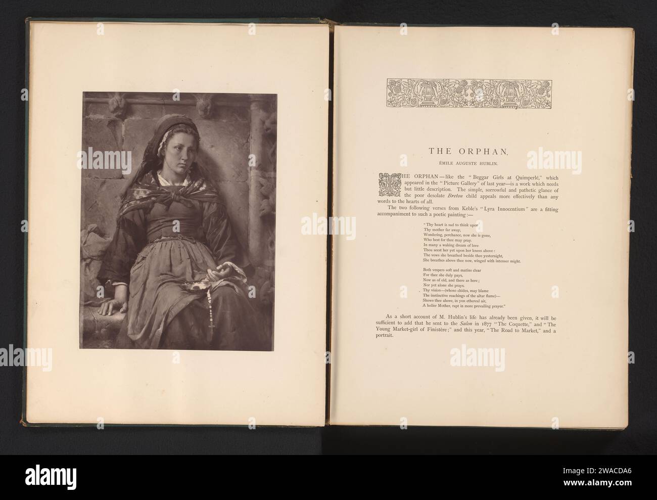 Reproduction d'une peinture d'orphelin par Emile Auguste Hublin