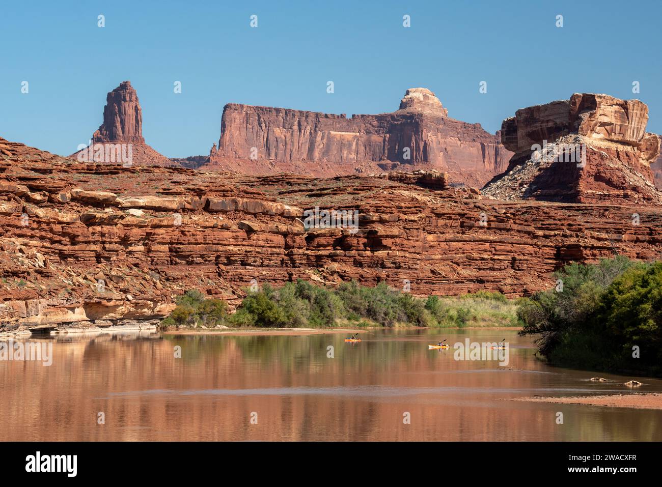 Excursion sur la rivière Green River dans le parc national de Canyonlands, Utah. Banque D'Images
