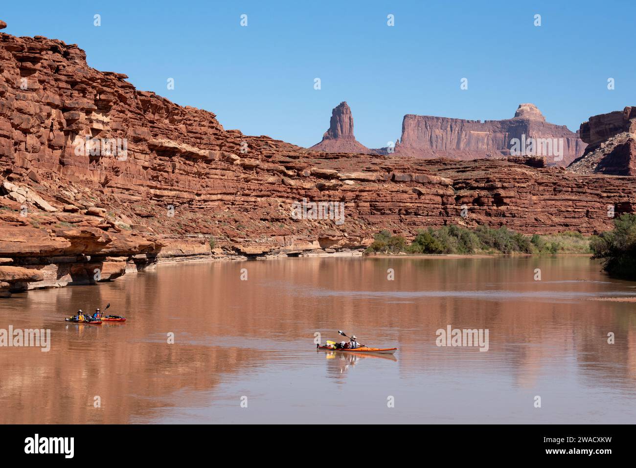 Excursion sur la rivière Green River dans le parc national de Canyonlands, Utah. Banque D'Images