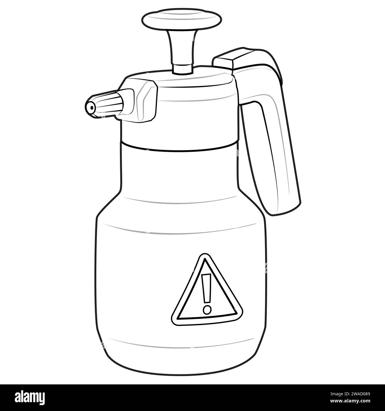 Pulvérisateur, lutte antiparasitaire, pesticides contour icônes. Pulvérisateur vectoriel gravé en noir et blanc. Coloriage pour enfants et adultes. Illustration vectorielle Illustration de Vecteur