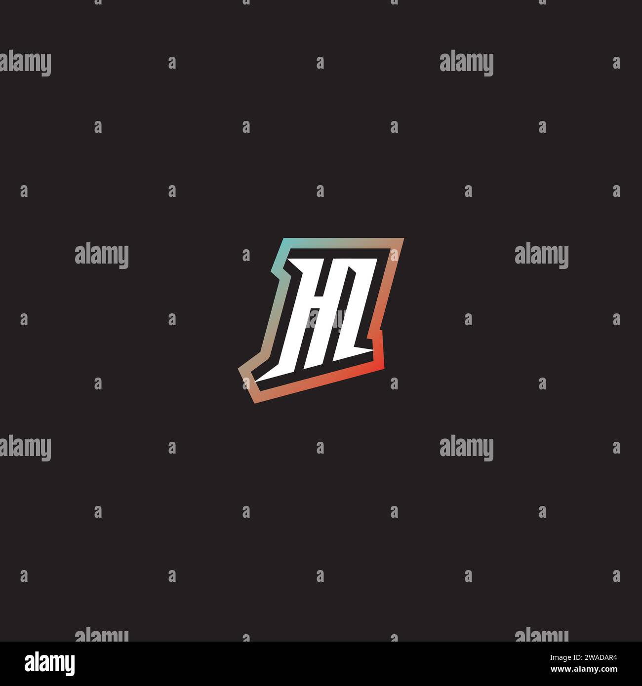HI lettre combinaison cool logo esport initial et idées de gradation de couleur cool Illustration de Vecteur