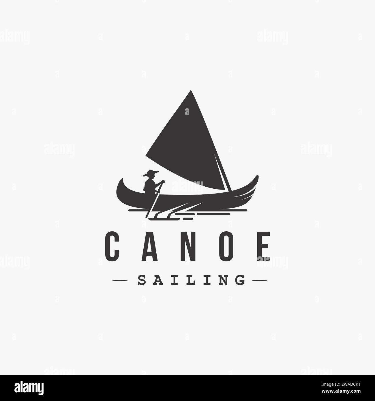 Modèle de vecteur d'icône de logo de canoe Sailing simple sur fond blanc Illustration de Vecteur