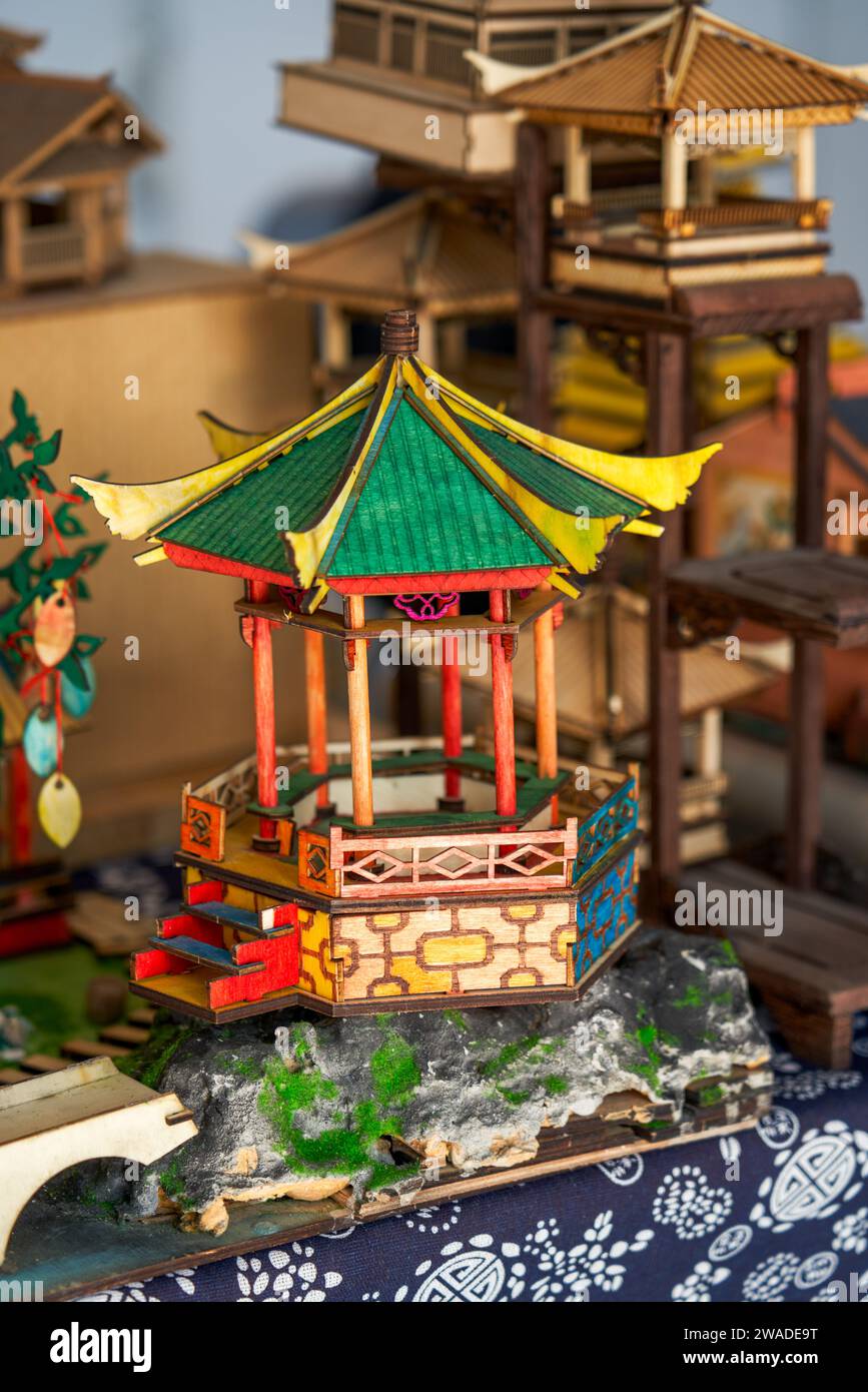 Modèle architectural en bois artisanal traditionnel chinois Banque D'Images