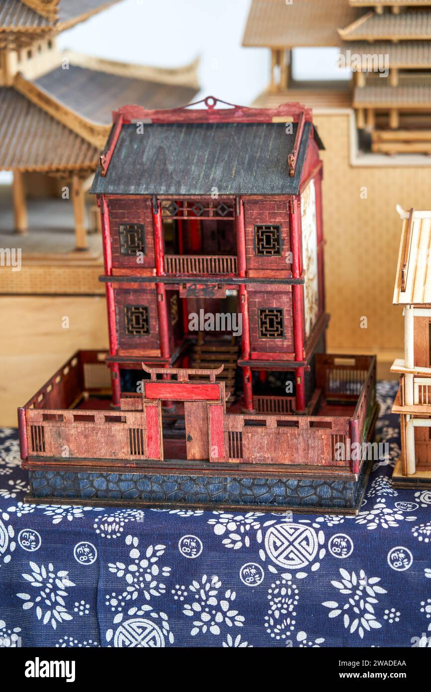 Modèle architectural en bois artisanal traditionnel chinois Banque D'Images