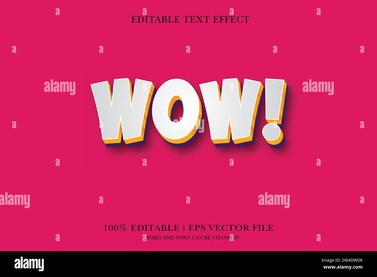 Wow texte 3D styles de maquette concept texte noir Illustration de Vecteur