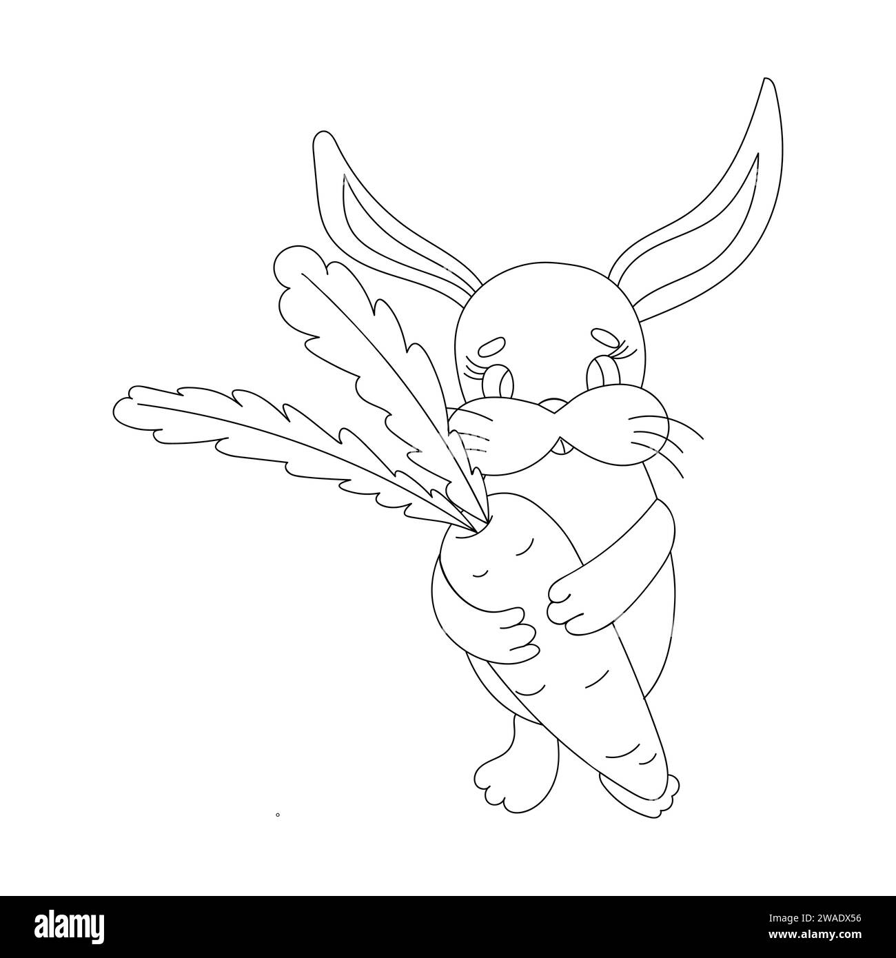 Un lapin de bande dessinée de lapin de Pâques tenant une illustration d'oeuf de Pâques géant Illustration de Vecteur