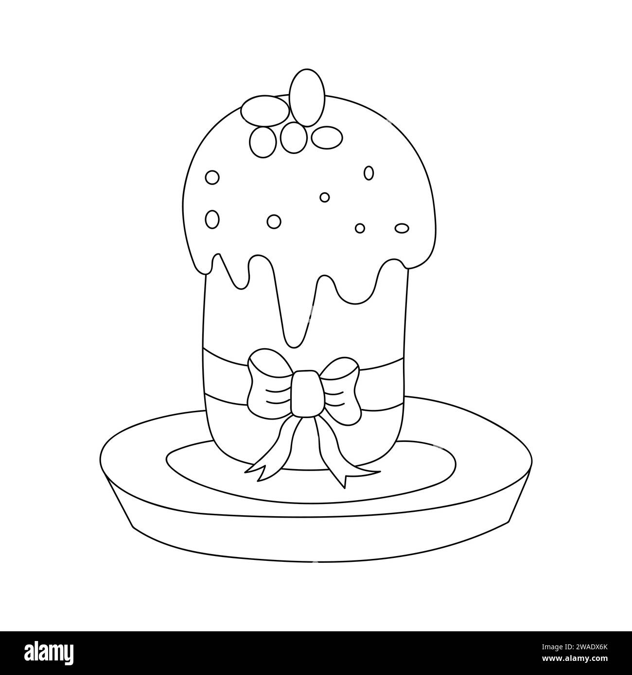Gâteau de Pâques isolé sur un fond blanc. Illustration vectorielle Doodle. Esquisse linéaire. Illustration de Vecteur