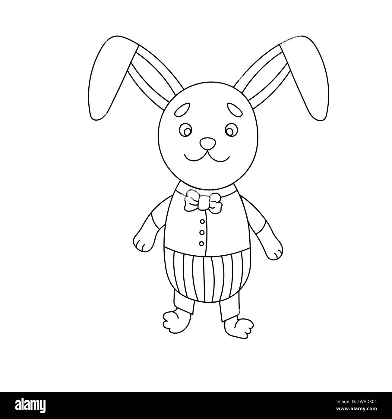 Un lapin de bande dessinée de lapin de Pâques tenant une illustration d'oeuf de Pâques géant Illustration de Vecteur