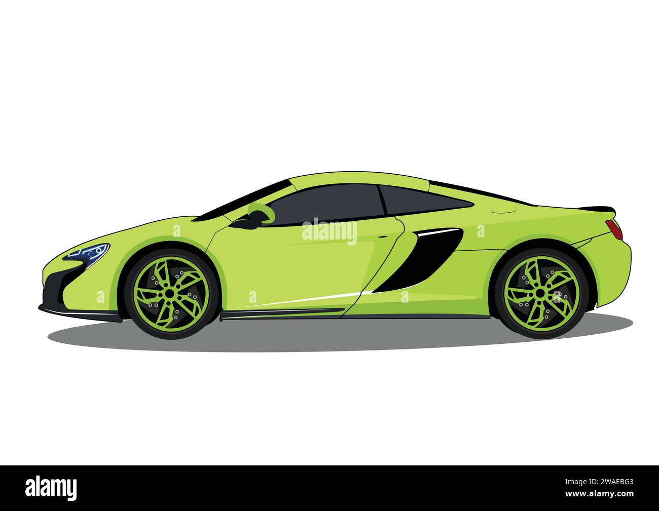 Illustration vectorielle de vue latérale de voiture de sport de luxe verte. Illustration de Vecteur