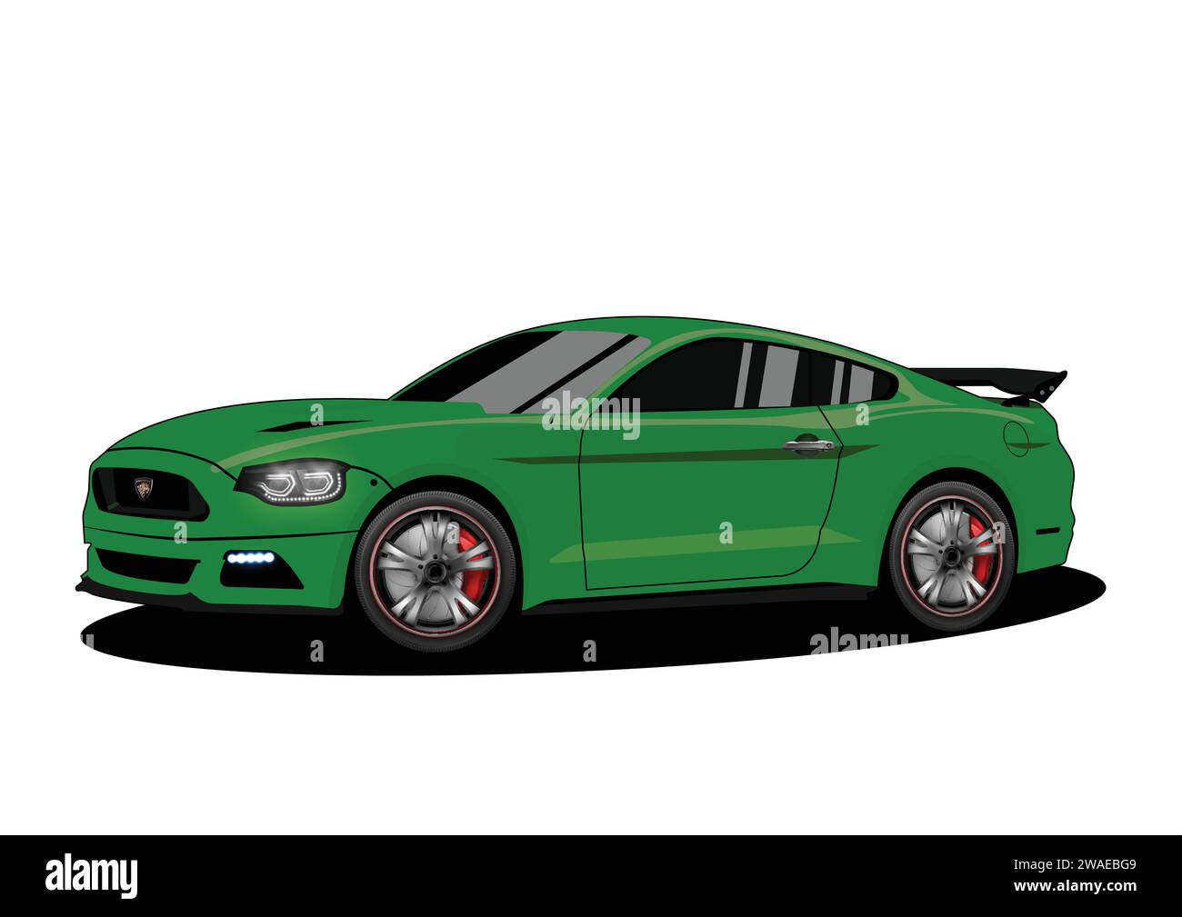 Illustration vectorielle de vue latérale de voiture de sport de luxe verte. Illustration de Vecteur