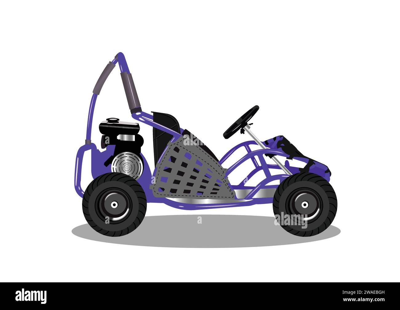 Illustration plate de couleur violette Off Road Karting sur fond blanc. Illustration de Vecteur