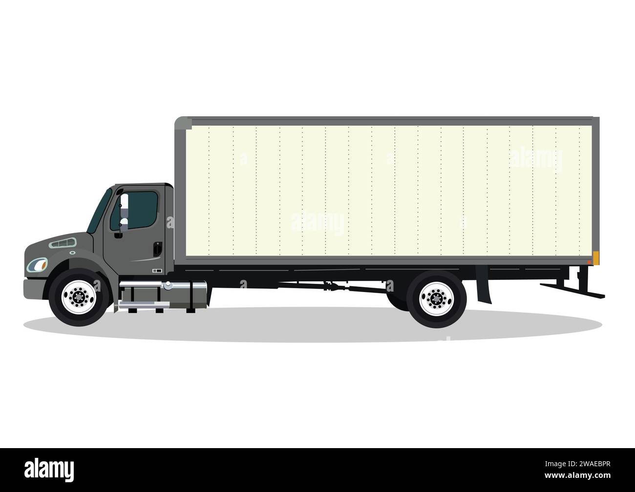 Illustration vectorielle de la vue latérale d'un véhicule utilitaire léger gris et blanc. Illustration de Vecteur