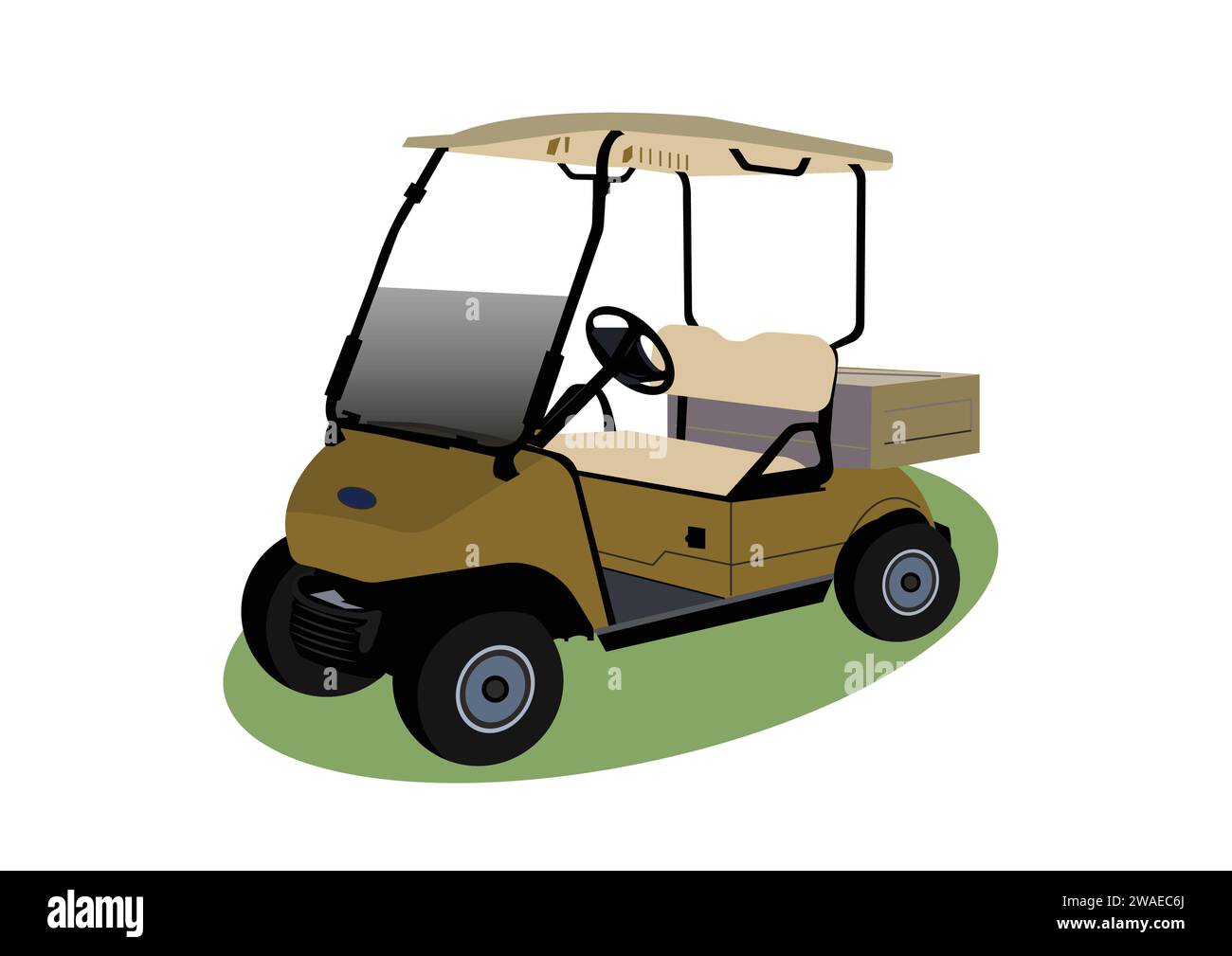 Illustration vectorielle de voiturette de golf de couleur marron sur fond blanc. Illustration de Vecteur