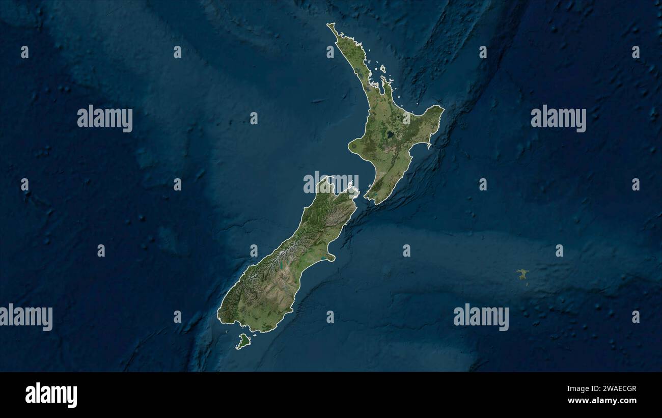 La Nouvelle-Zélande a décrit une carte satellitaire à haute résolution Banque D'Images