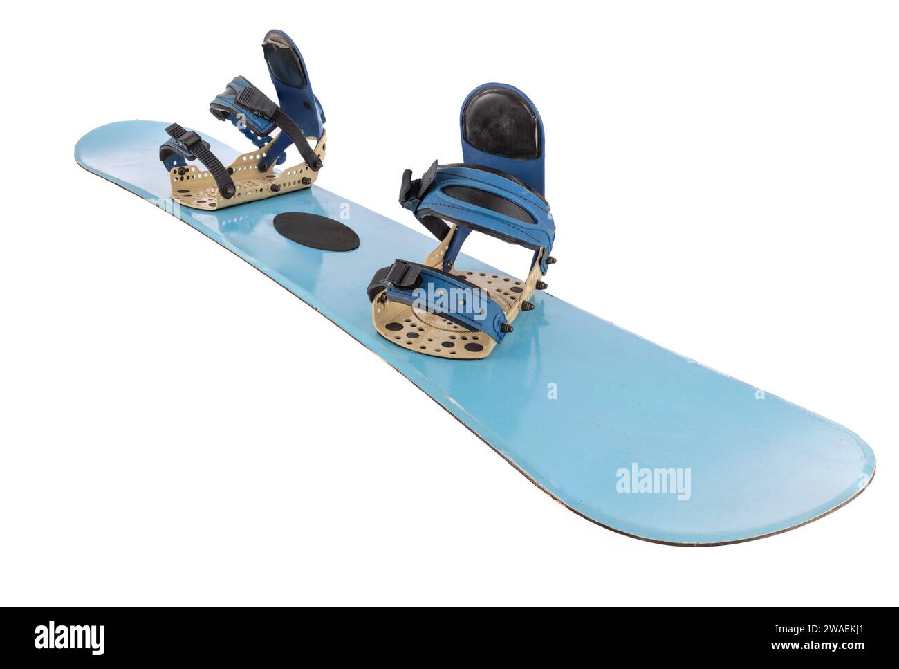 Snowboard isolé sur fond blanc, snowboard équipement de sport extrême. Banque D'Images
