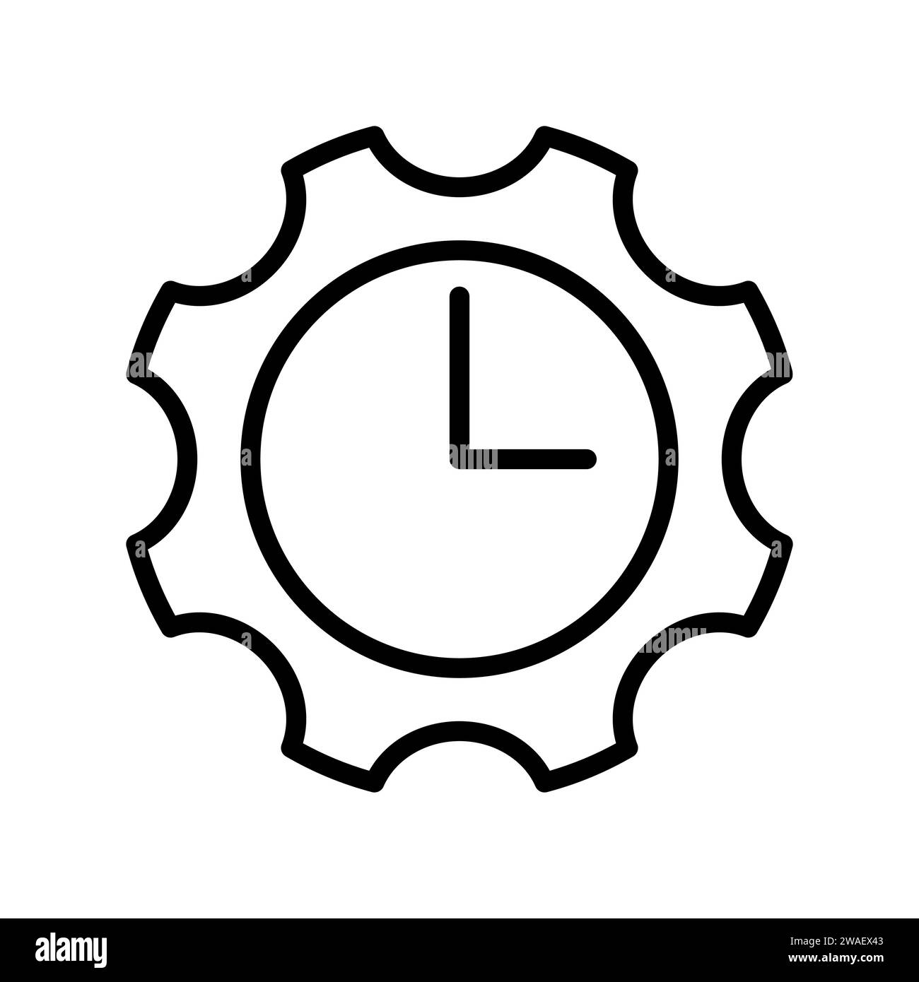 icône de vecteur de contour d'horloge d'engrenage Illustration de Vecteur