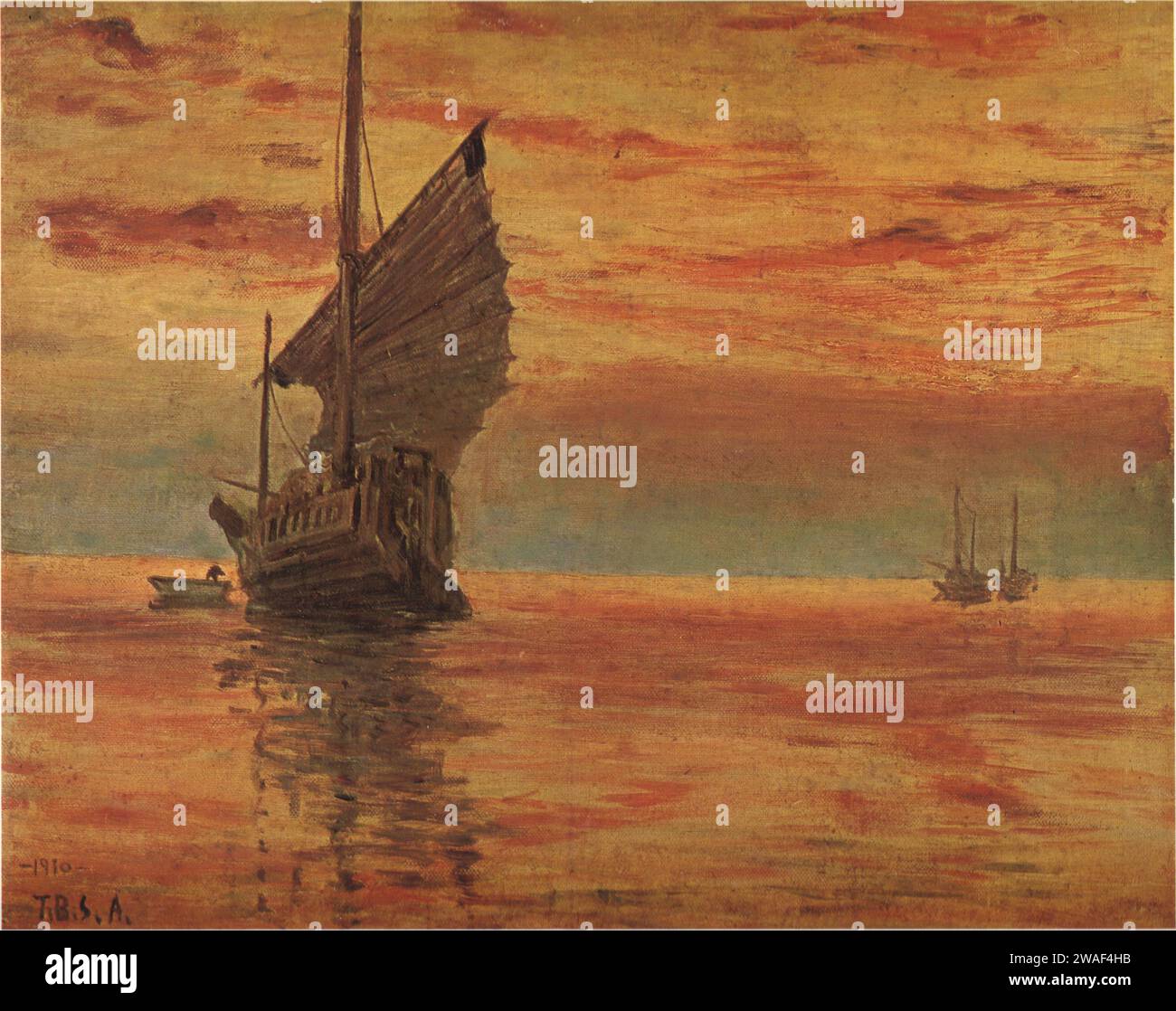 Aoki Shigeru - Mer au coucher du soleil - 1910 Banque D'Images