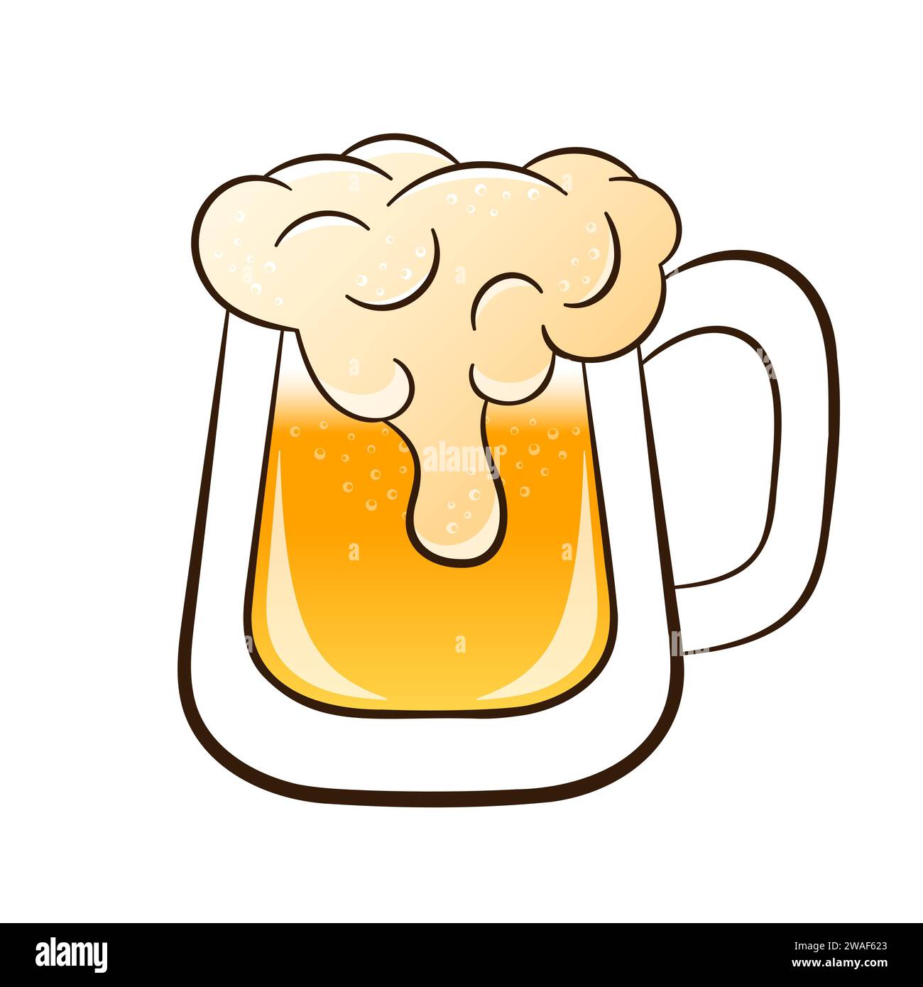 Verre de bière en ligne art, style plat. Icône de boisson alcoolisée pour le menu pub et bar. Illustration vectorielle isolée sur fond blanc. Illustration de Vecteur