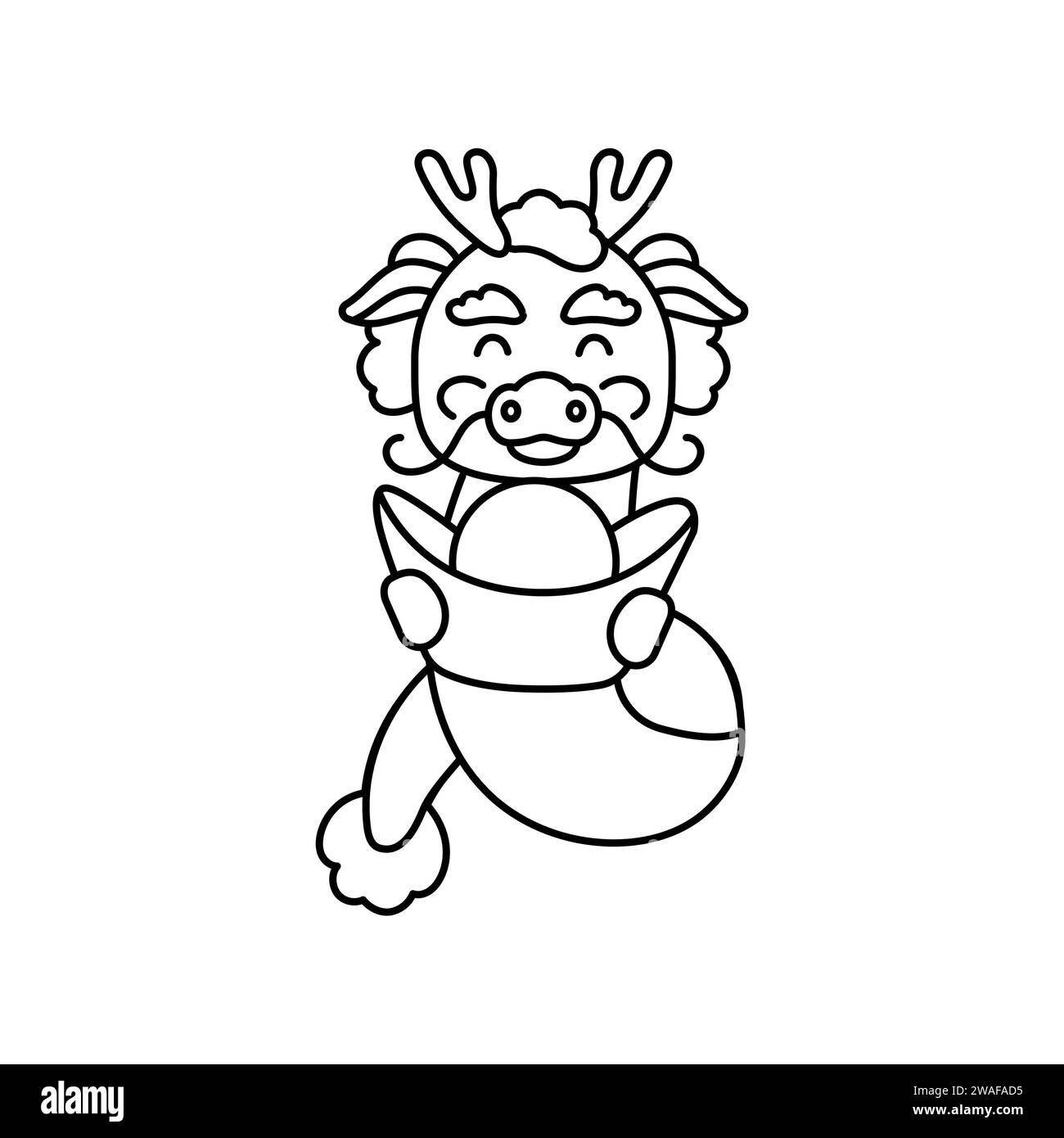 Joyeuse illustration de dragon chinois. Bonne année 2024. Jeu de personnages de dessins animés de vacances d'animaux. Illustration de Vecteur