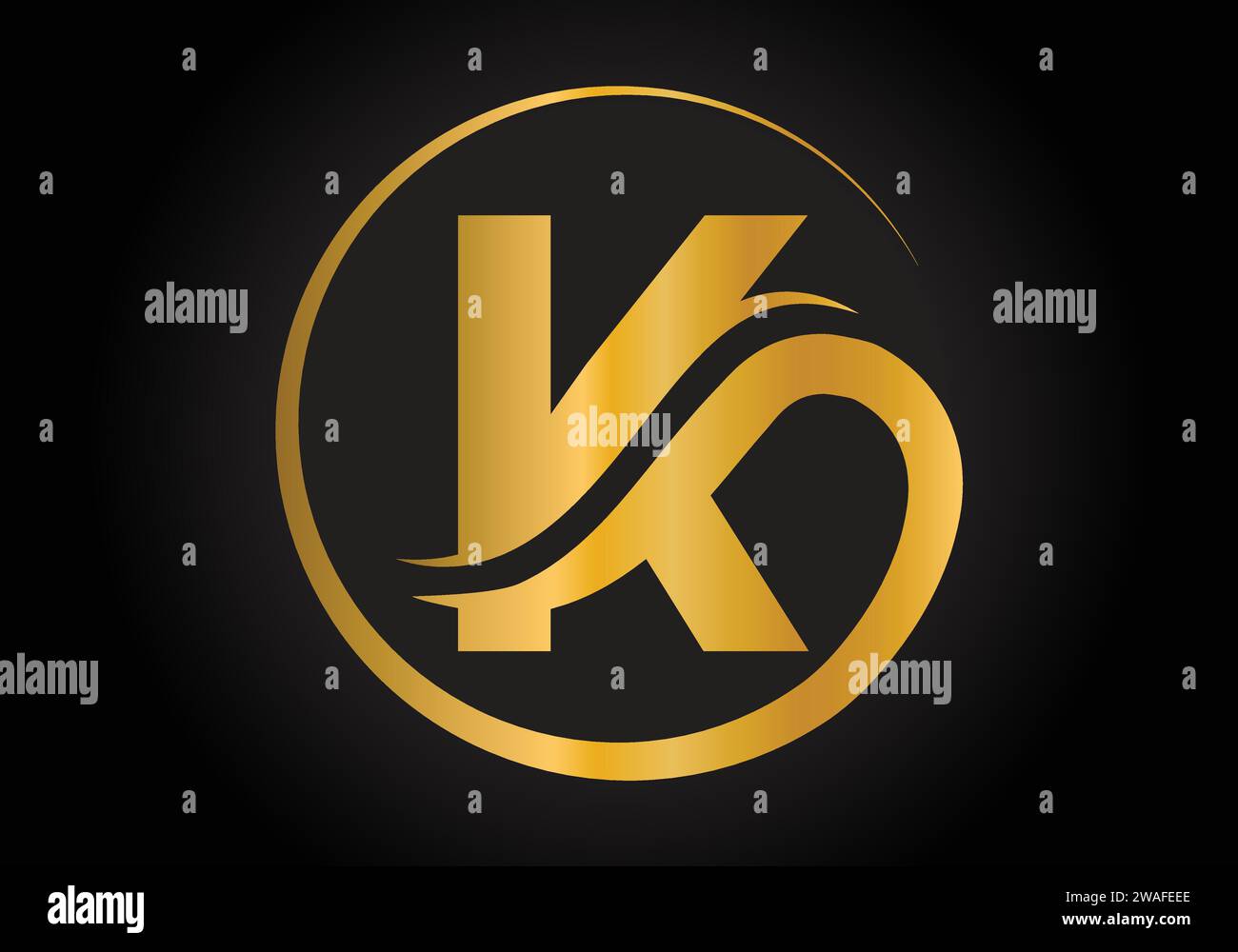Logo de lettre K avec couleur de luxe d'or et modèle de vecteur de conception de monogramme. Illustration de Vecteur