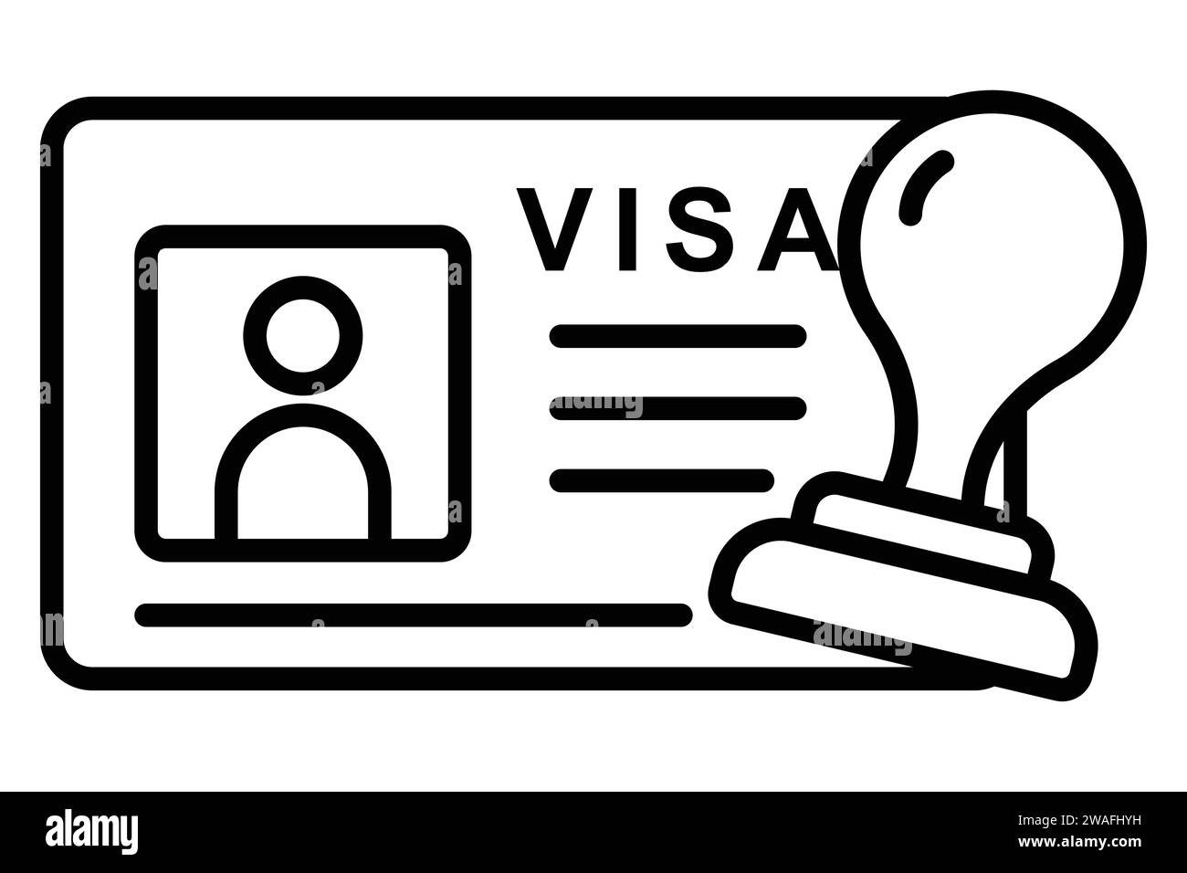 icône de timbre de visa de voyage. icône liée au voyage, autorisation d'entrer dans un pays étranger. style d'icône de ligne. illustration de l'élément Illustration de Vecteur