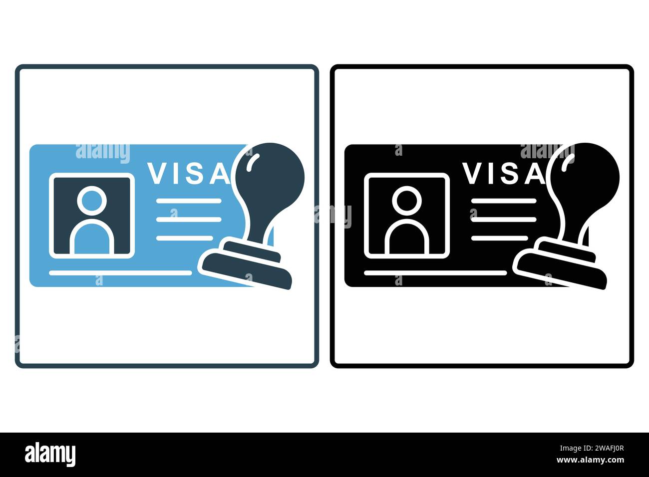 icône de timbre de visa de voyage. icône liée au voyage, autorisation d'entrer dans un pays étranger. style d'icône solide. illustration de l'élément Illustration de Vecteur