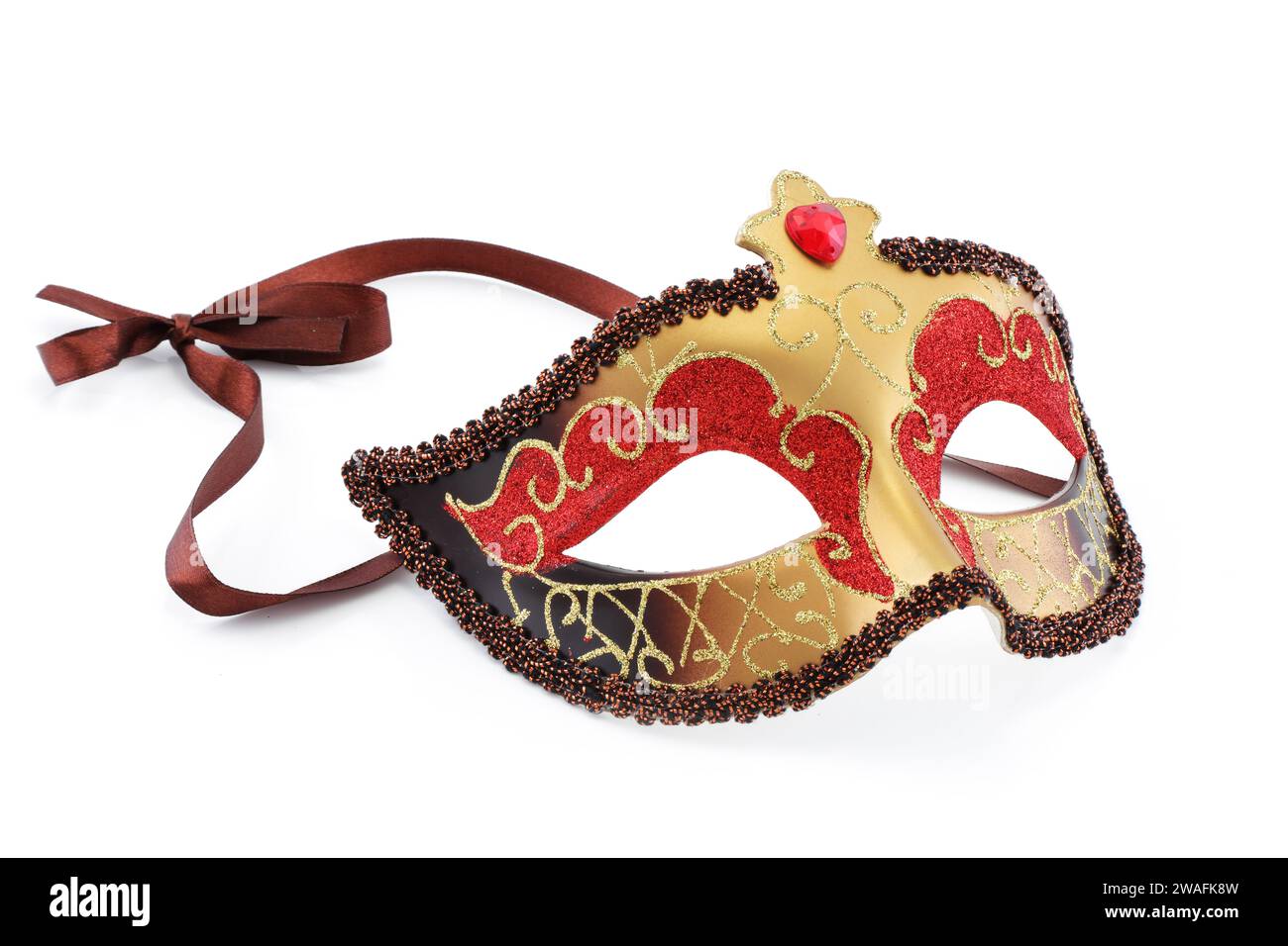 Masque de carnaval doré rouge et brun Banque D'Images