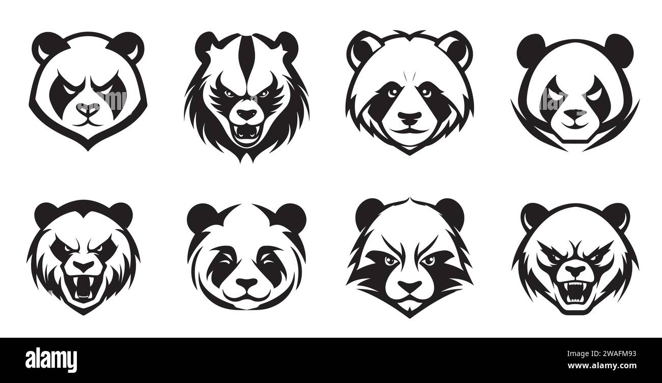 Icône Panda, Panda logo modèle de vecteur de conception abstrait style d'espace négatif. Icône du concept d'ours de zoo d'animaux sauvages. Illustration de Vecteur