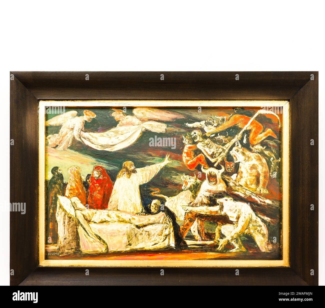 'Jésus repousse les démons du lit de mort de St Joseph' par Salvatori Fiume, Musée du Vatican, Cité du Vatican, Rome, Italie. Banque D'Images