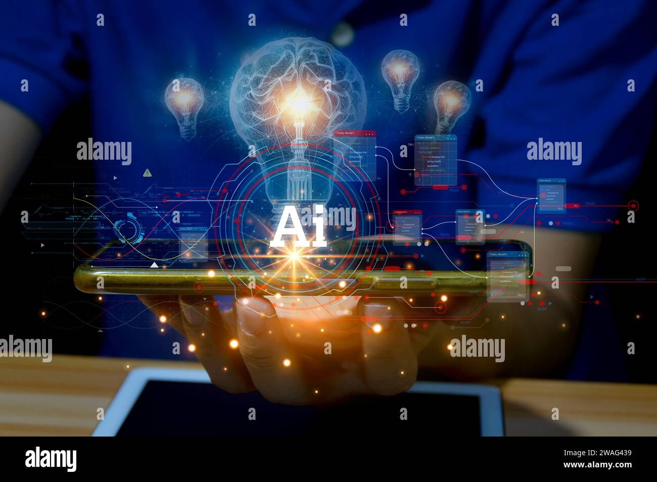 Concepts, développement de l'intelligence artificielle et auto-apprentissage de l'intelligence artificielle. Banque D'Images