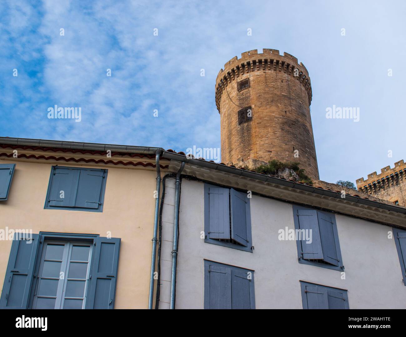 La tour ronde du Château de Foix en Ariège, France Banque D'Images