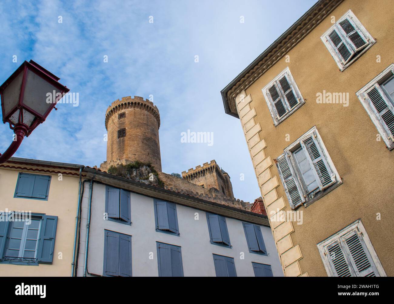 La tour ronde du Château de Foix en Ariège, France Banque D'Images